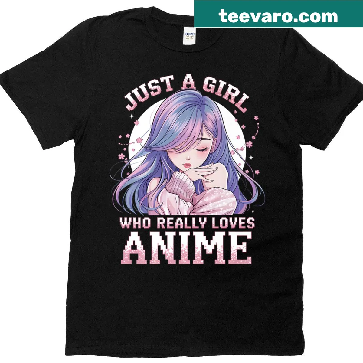 Kawaii style T-shirt with the text 'Just A Girl Who Loves Anime' — on a men's t-shirt
