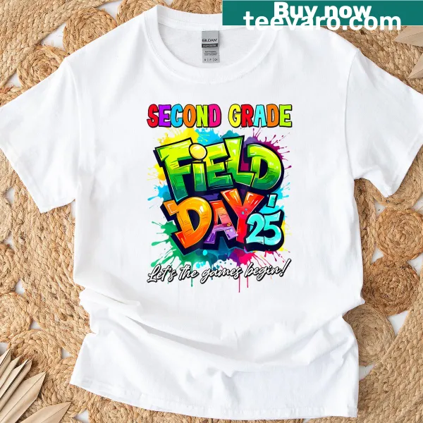 Fun T-shirt with the phrase 'Let The Games Begin' for teachers and kids.