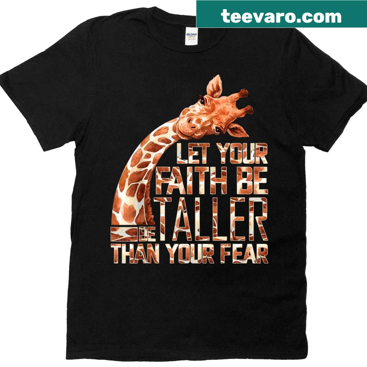 Inspirational T-shirt with a giraffe and motivational quote — on a men's t-shirt