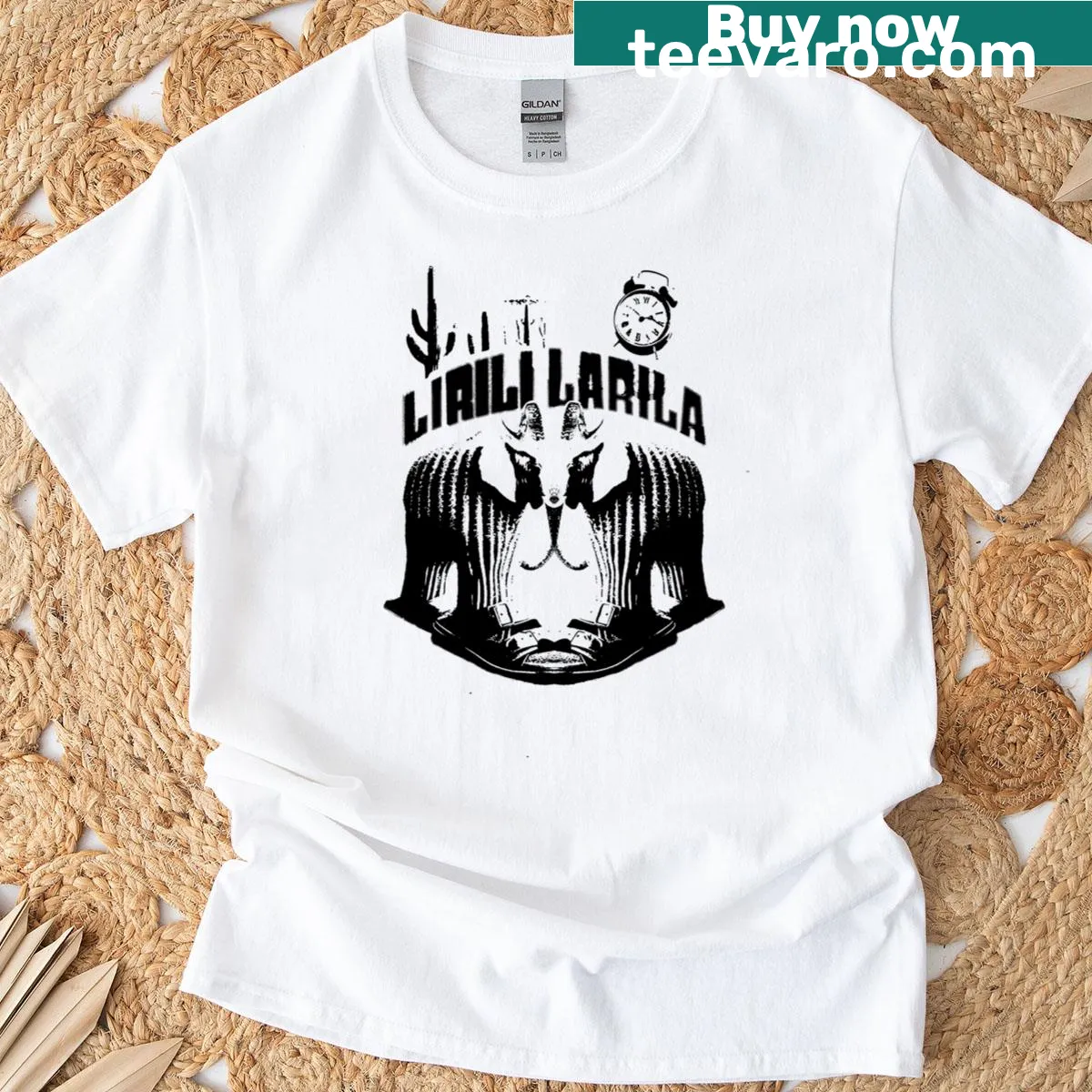Vintage distressed goth t-shirt with Lirili Larila design — on a men's t-shirt