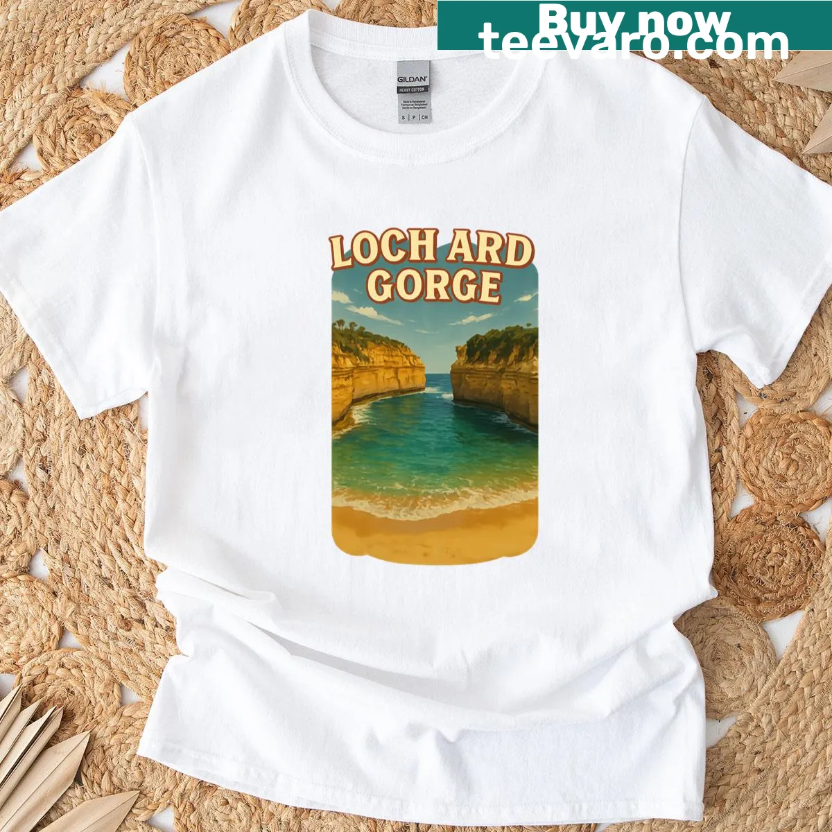 Illustration of Loch Ard Gorge showcasing Victoria's Shipwreck Coast — on a men's t-shirt