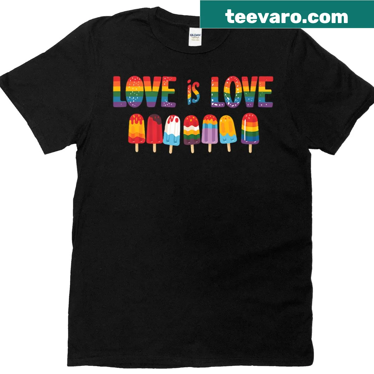 Proud Gay Ally T-shirt with 'Love Is Love' message — on a men's t-shirt