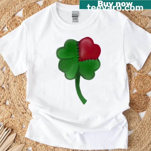 Playful T-shirt featuring the phrase 'Lucky In Love' with hearts and symbols