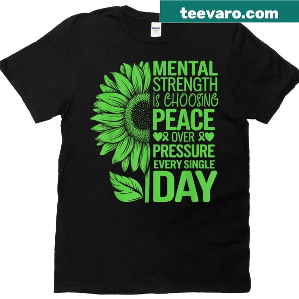 Illustrated T-shirt featuring a flower symbolizing mental strength