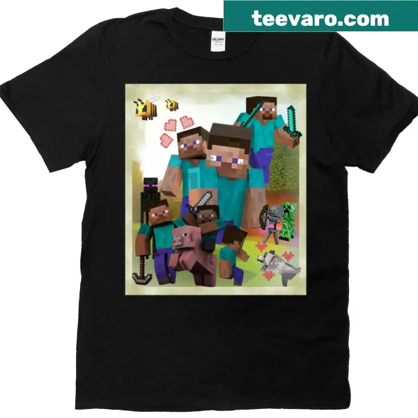 Retro Minecraft design T-shirt with pixelated graphics