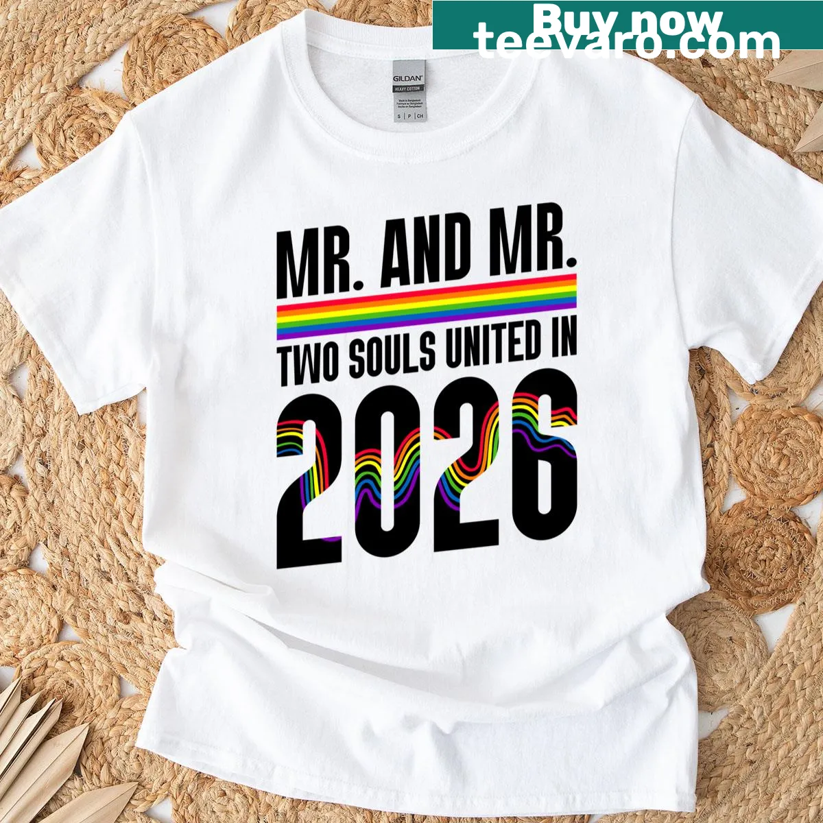 Sentimental t-shirt celebrating love and unity for Mr and Mr — on a men's t-shirt