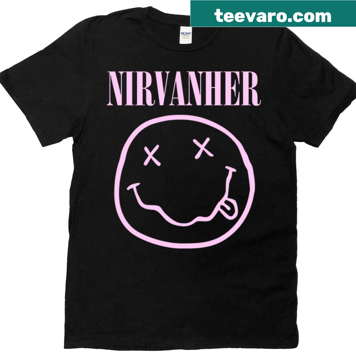 Vintage-style oversized T-shirt with an all-female Nirvana tribute design — on a men's t-shirt