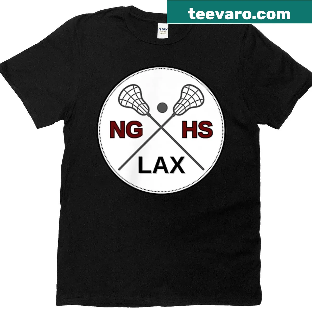 T-shirt featuring Nothgate High School Lacrosse 2025 design — on a men's t-shirt