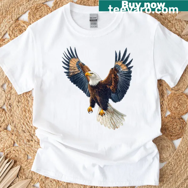 Graphic of an American bald eagle on a t-shirt