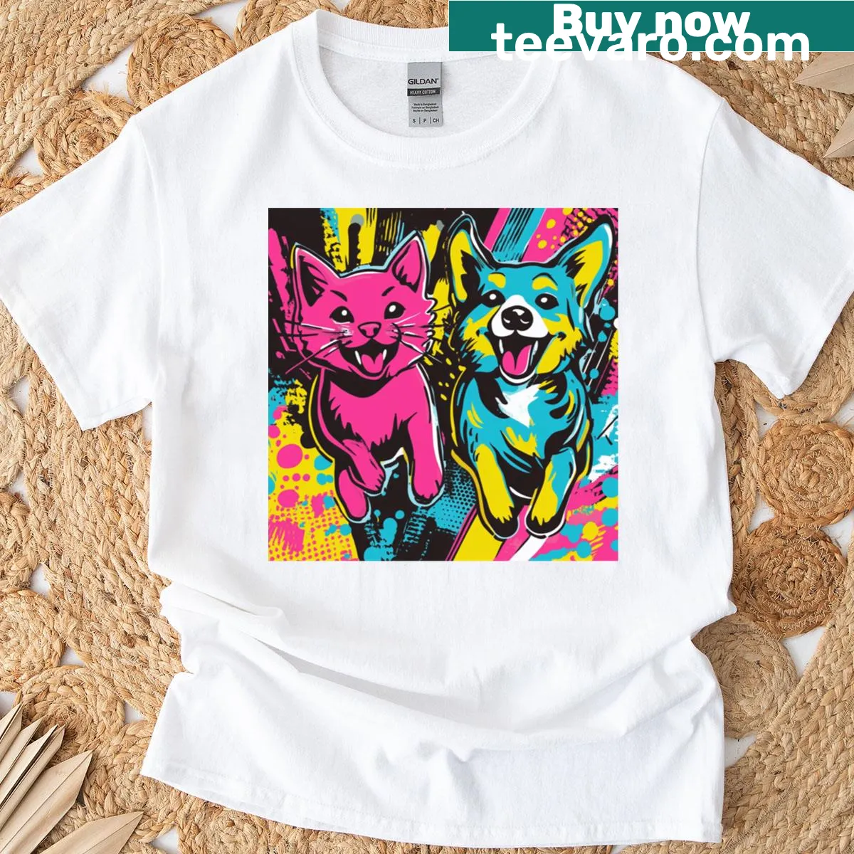 T-shirt with playful typography featuring 'Paws Amp Whiskers' — on a men's t-shirt