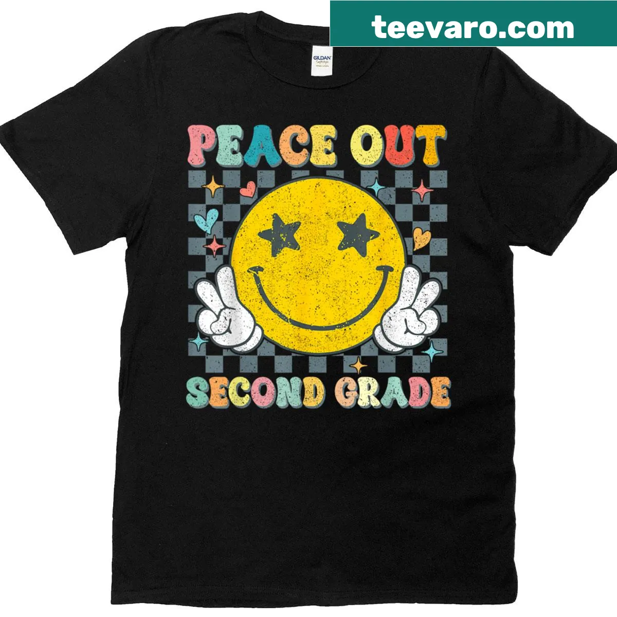 Playful graduation T-shirt with 'Peace Out' text for 2nd graders — on a men's t-shirt