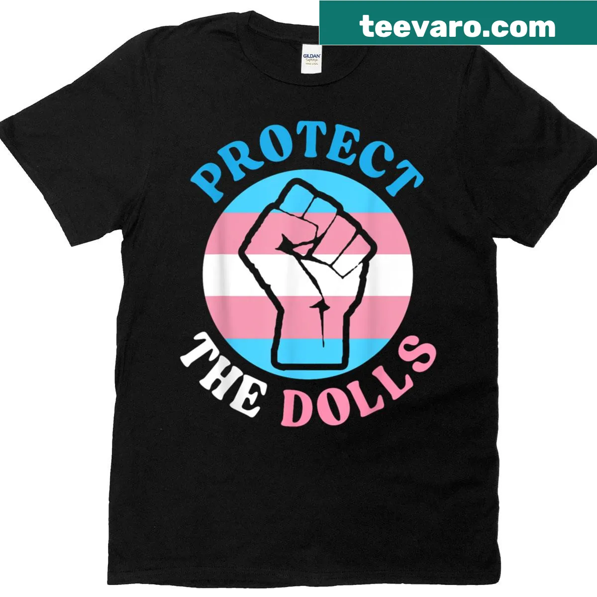 Typography design promoting trans rights and empowerment — on a men's t-shirt
