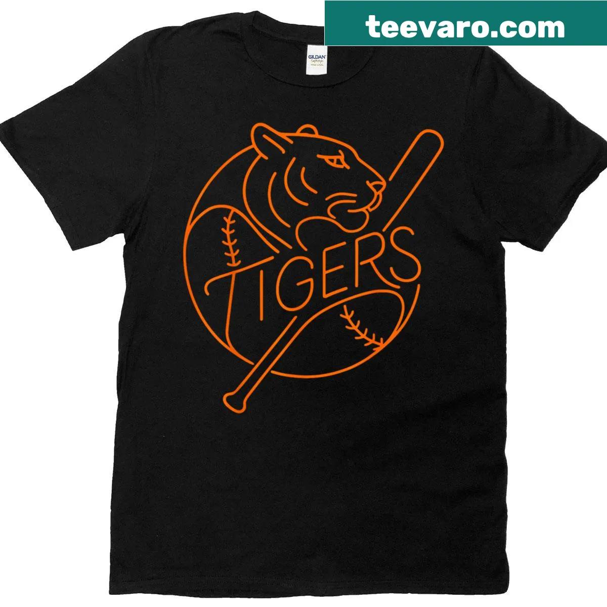 Retro t-shirt featuring an artistic tiger design — on a men's t-shirt