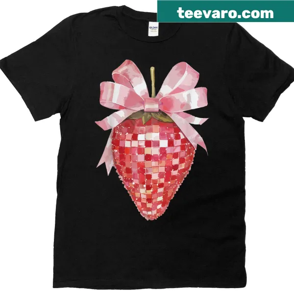 Cute T-shirt featuring strawberries and a bow illustration