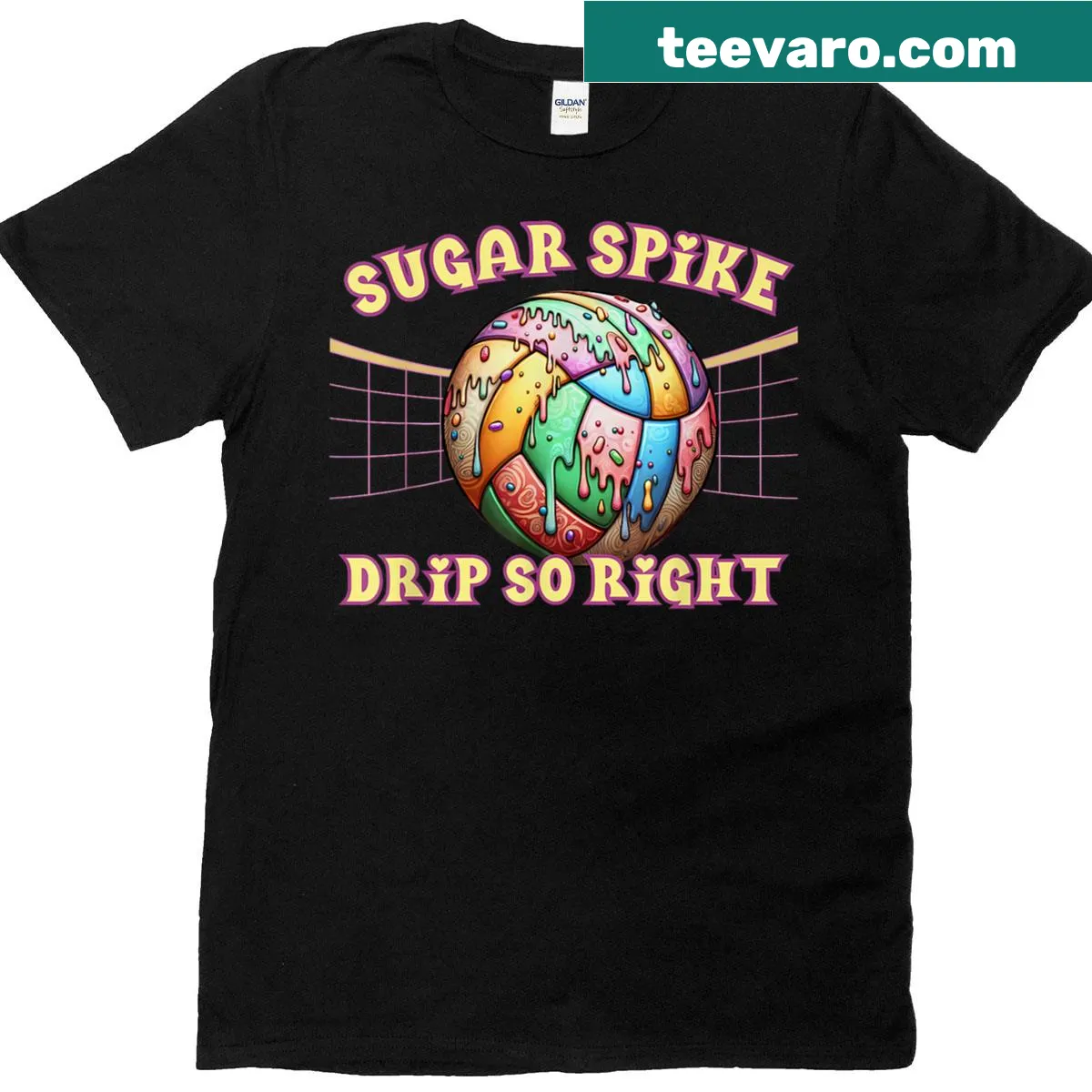T-shirt featuring ice cream and volleyball graphic — on a men's t-shirt