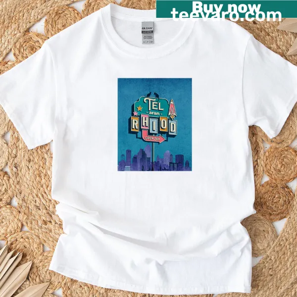 Line-art design of the Telaranrhiod Motel on a t-shirt