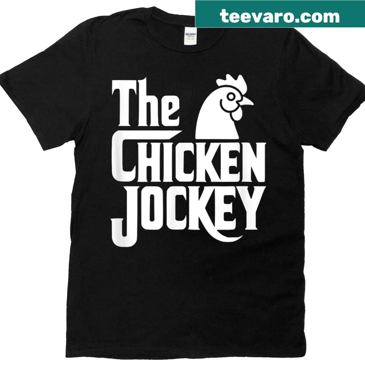 Cartoon chicken graphic on a T-shirt — on a men's t-shirt