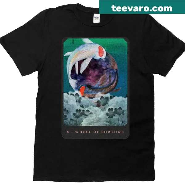 Tarot Koi Wheel Of Fortune design on an oversized t-shirt