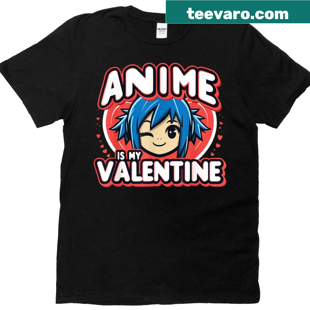 Japanese anime romance graphic for Valentine's Day on a t-shirt — on a men's t-shirt