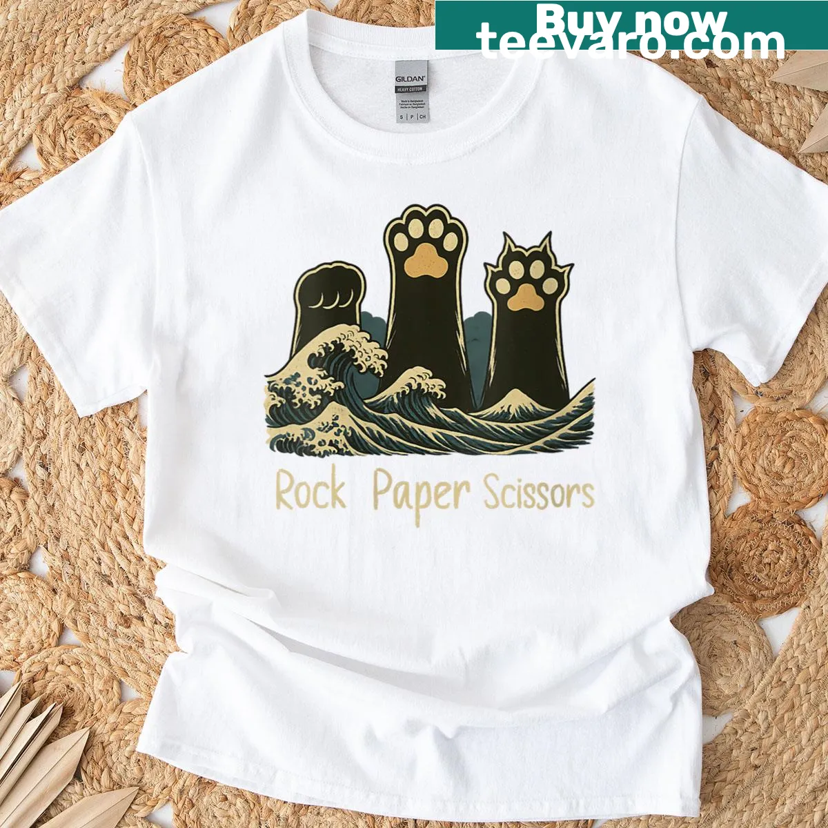 Anime cat paws graphic T-shirt for cat lovers — on a men's t-shirt