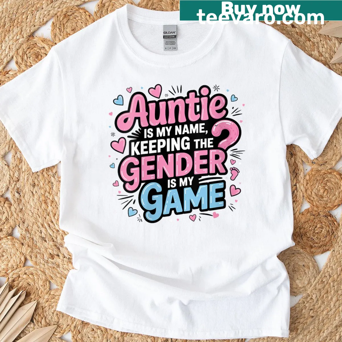 Auntie Is My Name Keeping Gender Is My Game T-shirt for gender reveal — on a men's t-shirt