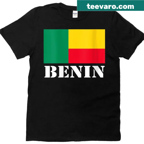 Beninese flag design on a T-shirt representing pride and cultural heritage.
