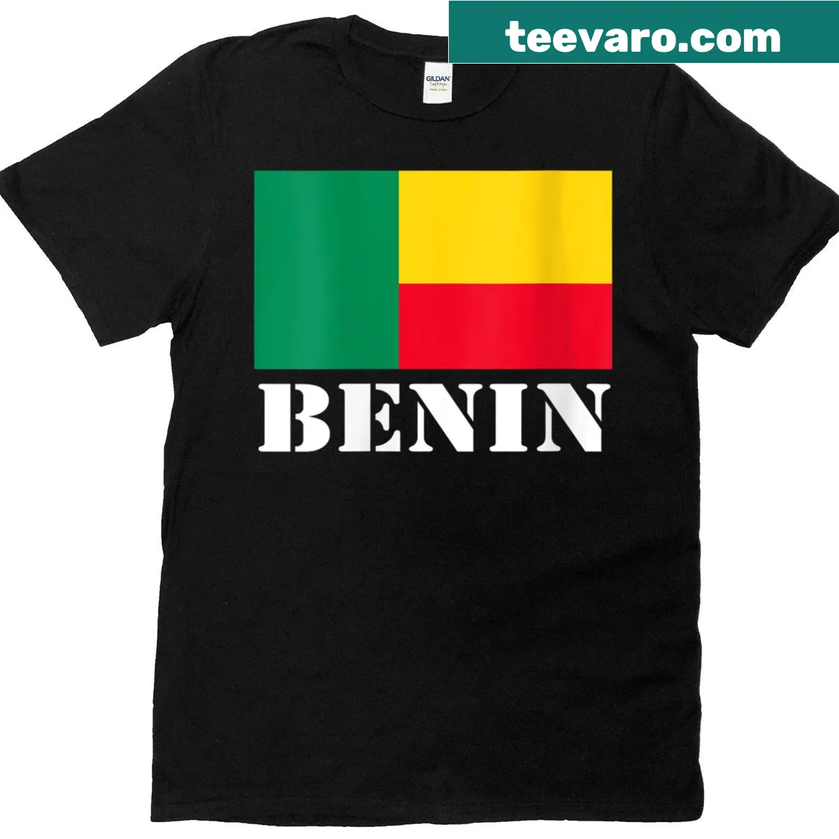 Beninese flag design on a T-shirt representing pride and cultural heritage. — on a men's t-shirt