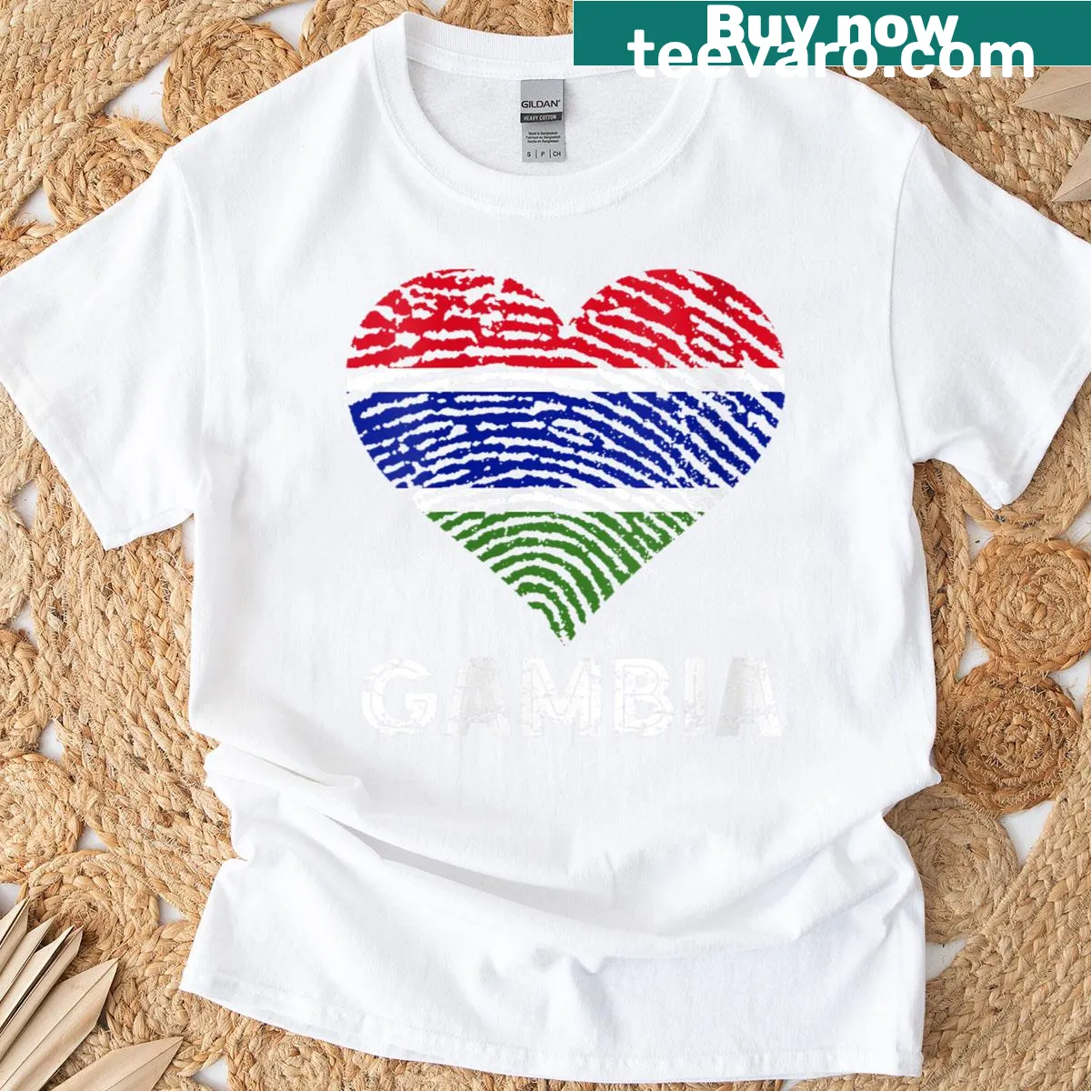 Gambia flag heart design on a women's T-shirt — on a men's t-shirt