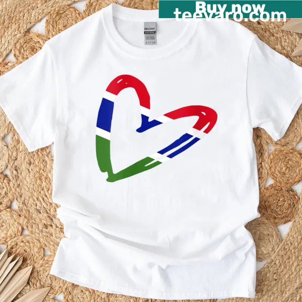 Gambian heart flag graphic on a T-shirt
