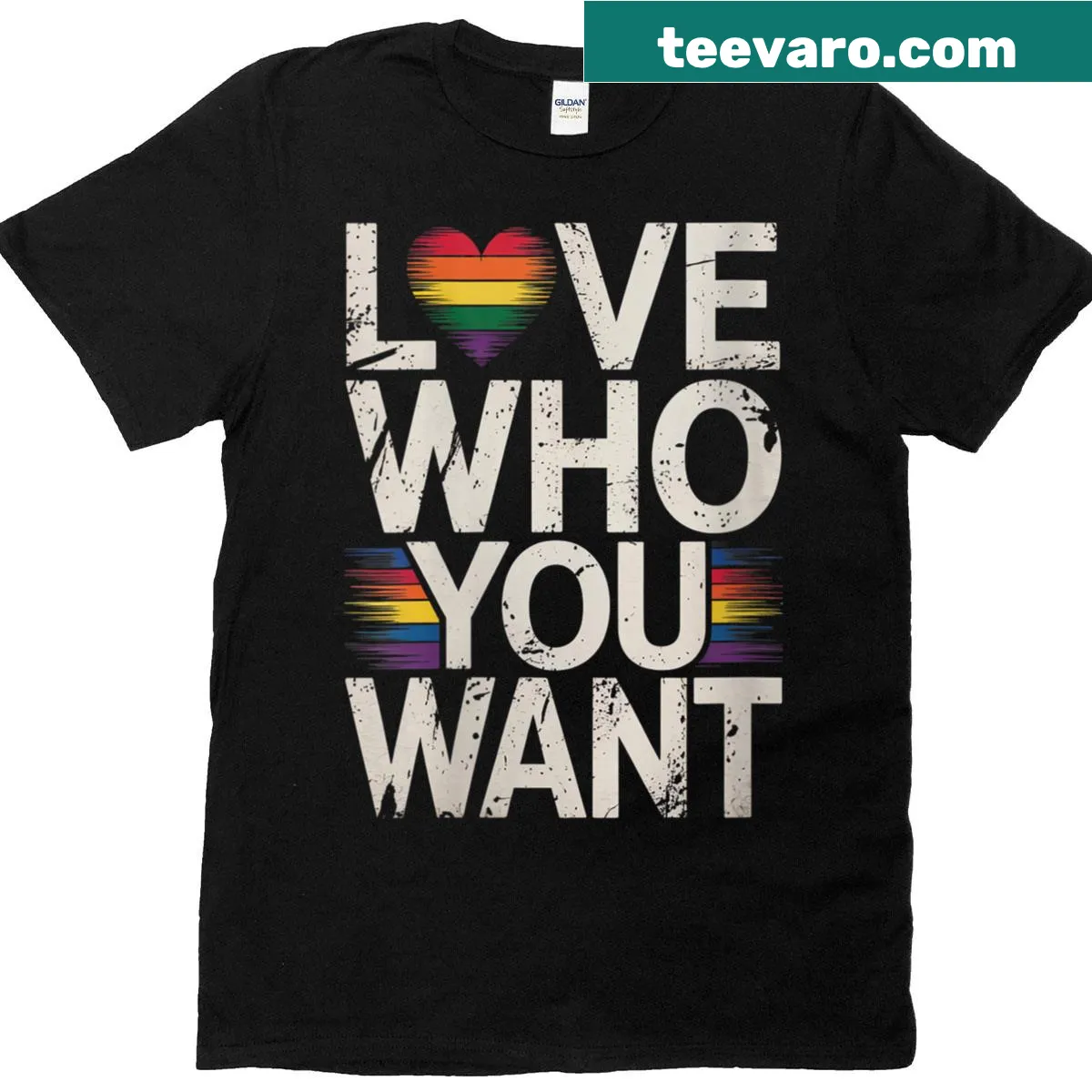 Graphic t-shirt with message promoting love and acceptance — on a men's t-shirt