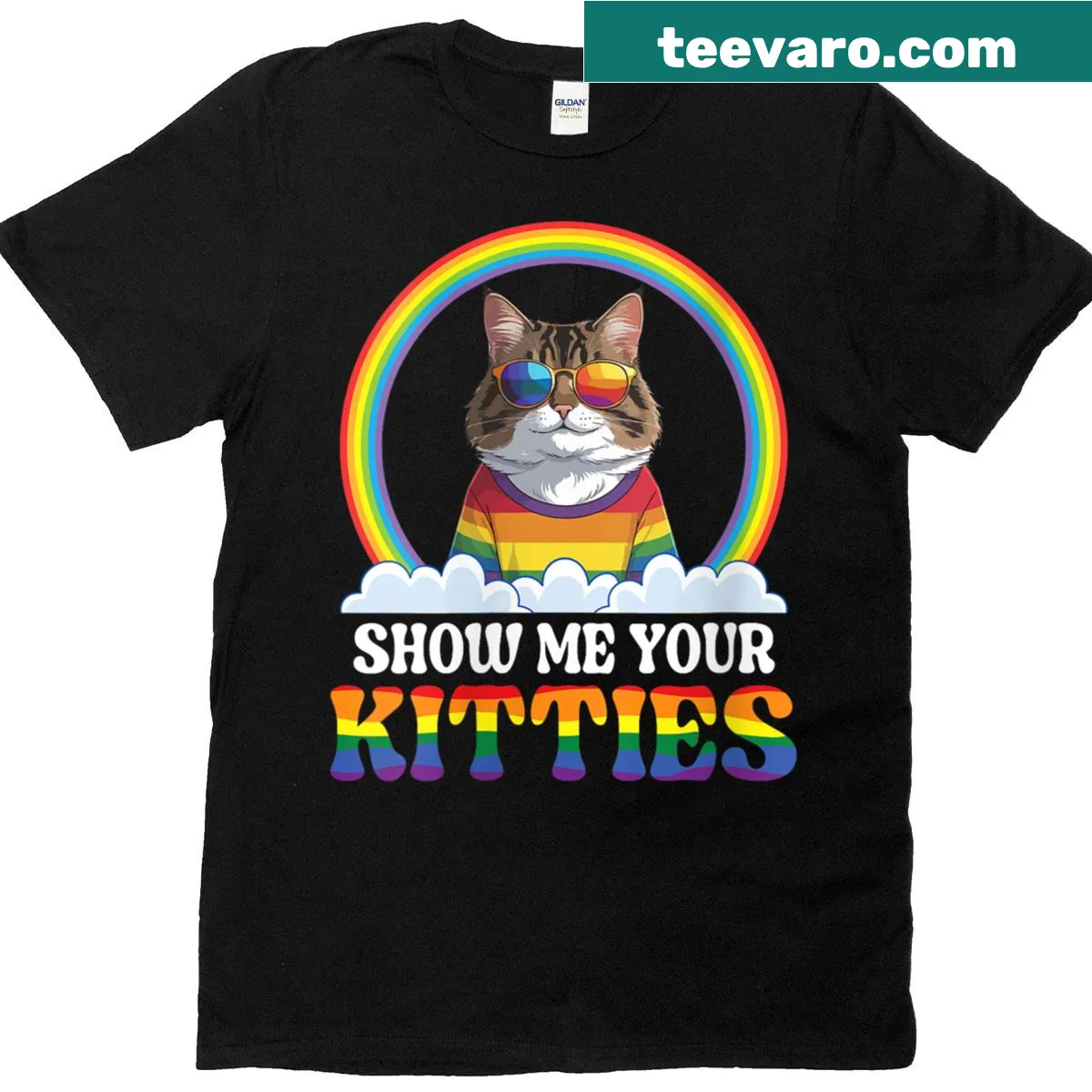 Playful T-shirt featuring a Norwegian Forest Cat and humorous slogan about cats. — on a men's t-shirt