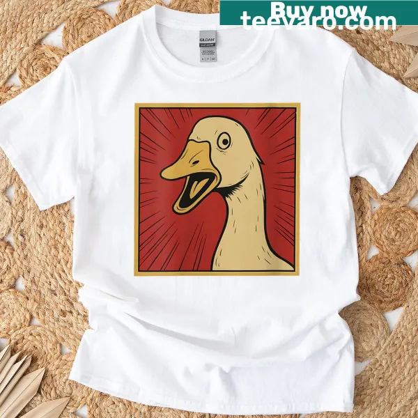 Funny vintage goose meme graphic on a T-shirt