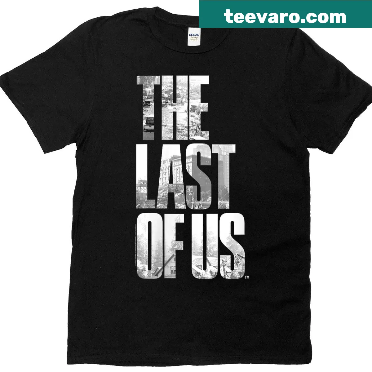 City view logo from The Last Of Us on T-shirt. — on a men's t-shirt