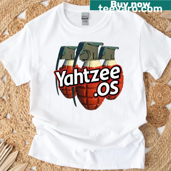 Illustration of Yahtzee dice game on a t-shirt.
