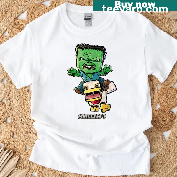 Cartoon design of Baby Zombie on Chicken Jockey from Minecraft