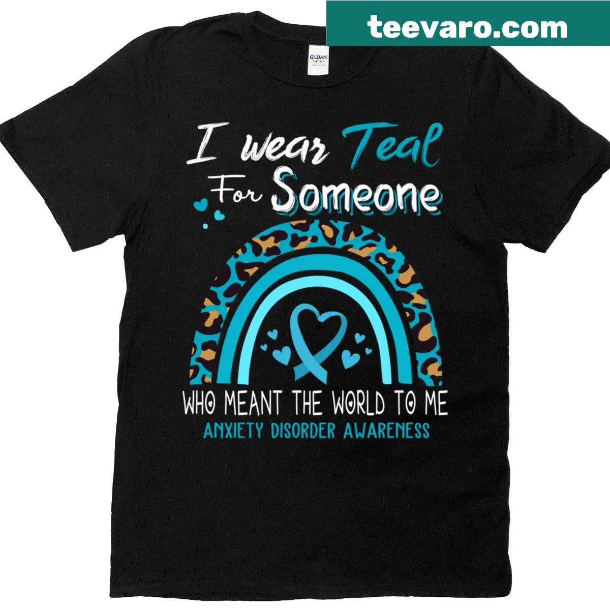 Teal awareness T-shirt with heartfelt message in memory of loved ones — on a men's t-shirt