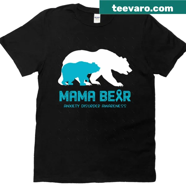 Oversized T-shirt with 'Mama Bear' graphic supporting anxiety awareness