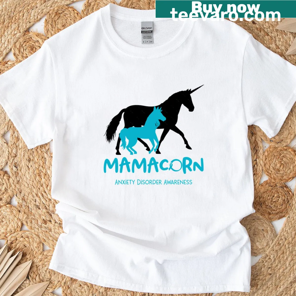 Whimsical T-shirt with a unicorn design promoting anxiety disorder awareness — on a men's t-shirt
