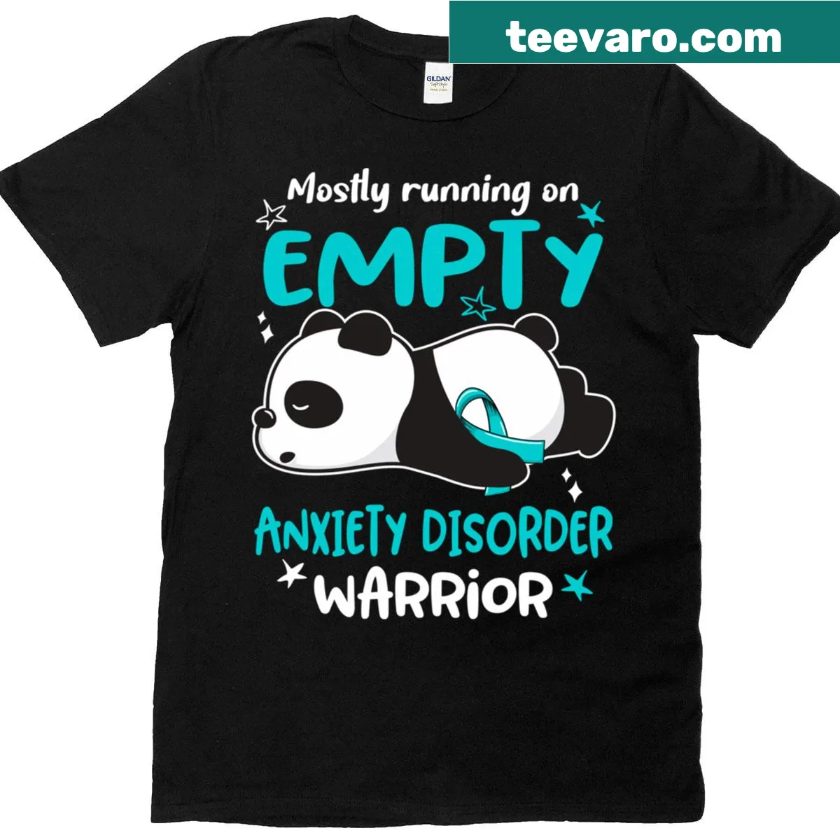 Inspirational anxiety disorder awareness t-shirt with warrior design — on a men's t-shirt