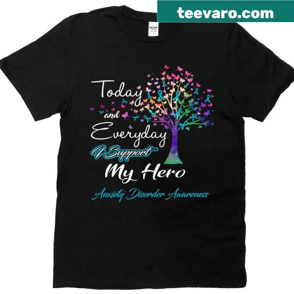 Oversized T-shirt with 'I Support My Hero' text for anxiety awareness