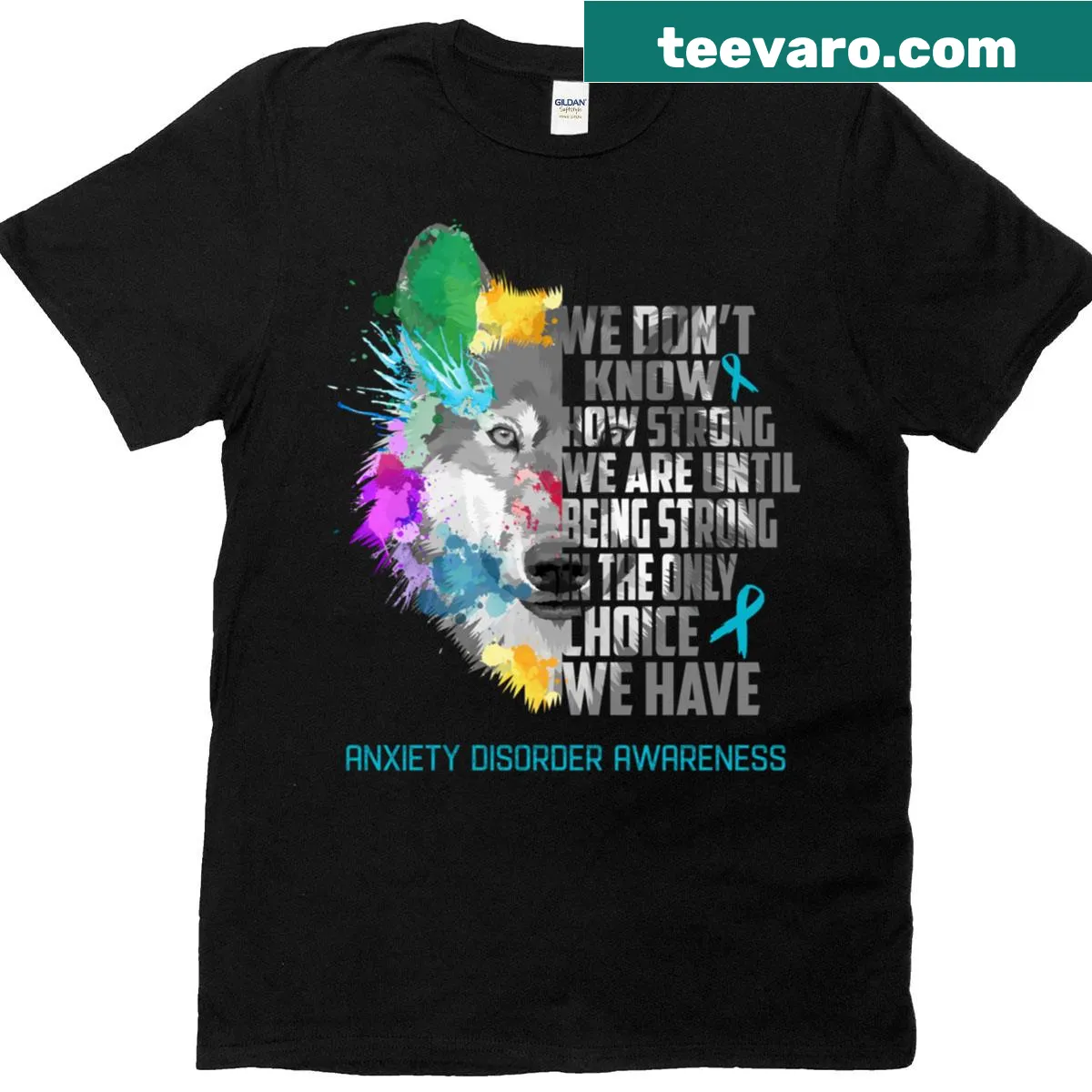 Inspirational t-shirt with text about strength for anxiety awareness. — on a men's t-shirt
