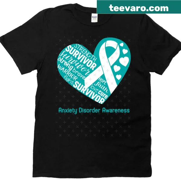 Heart graphic T-shirt supporting anxiety disorder warriors