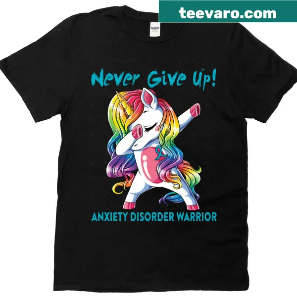 Oversized T-shirt with 'Never Give Up' and 'Anxiety Disorder Warrior' text