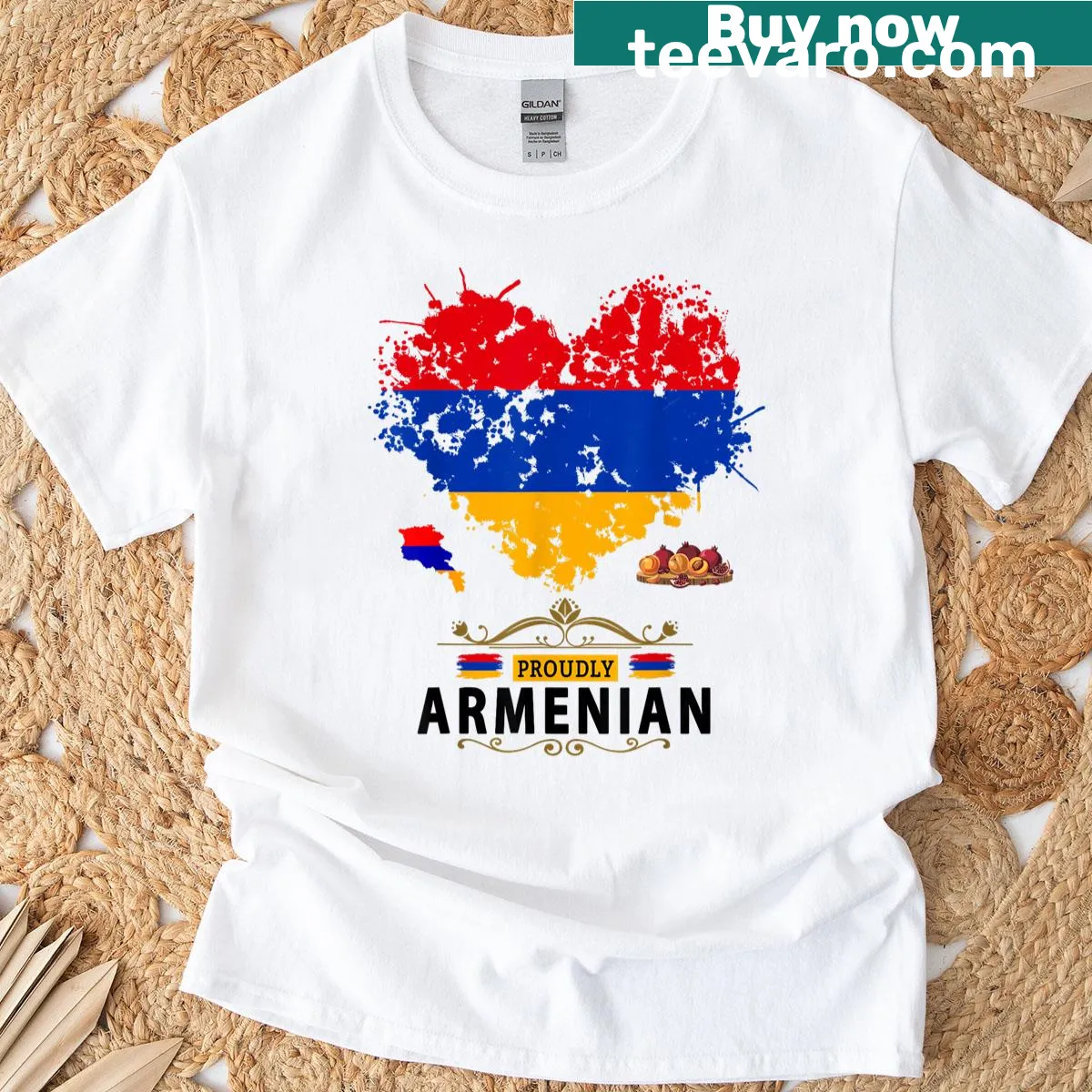 Kids T-shirt featuring a playful illustration of the Armenian flag — on a men's t-shirt