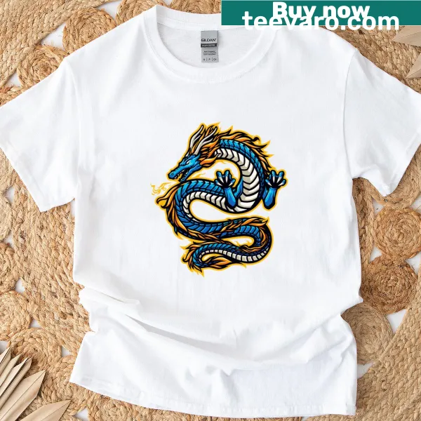 Illustration of an azure dragon on T-shirt