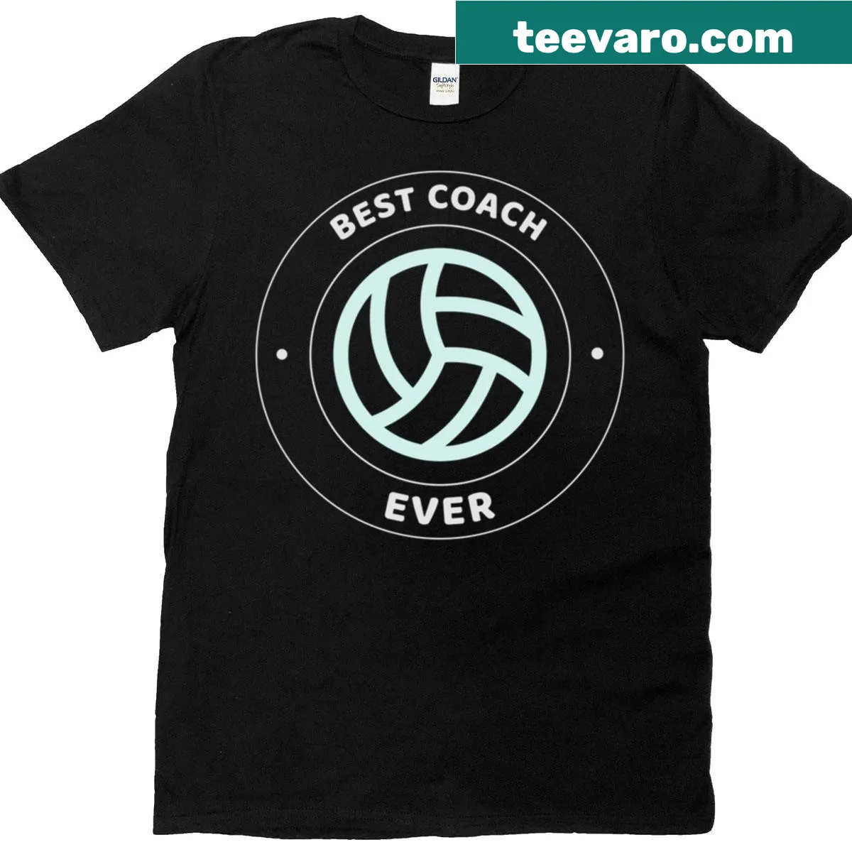 T-shirt with 'Best Coach Ever' graphic tailored for volleyball coaches — on a men's t-shirt