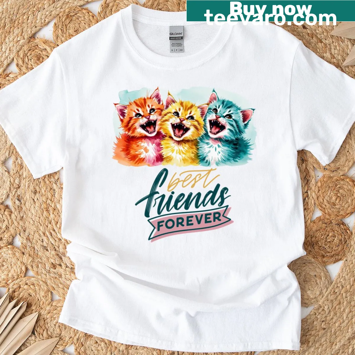 Illustration of kittens with 'Best Friends Forever' quote on T-shirt — on a men's t-shirt