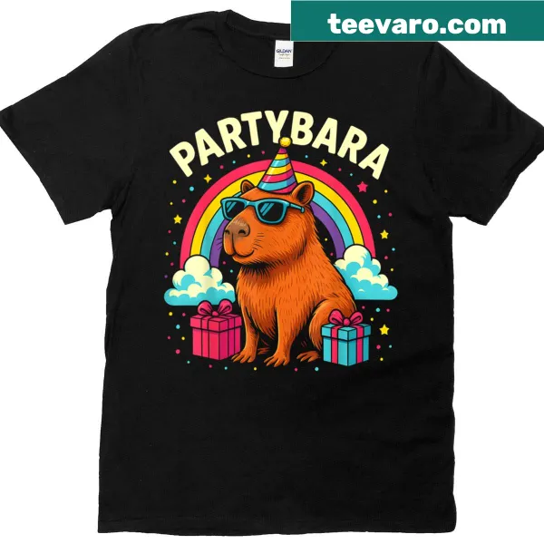 Cartoon capybara design on a birthday tee for kids