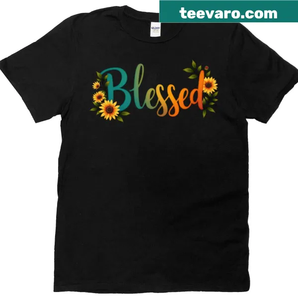 T-shirt featuring the word 'Blessed' in clear text