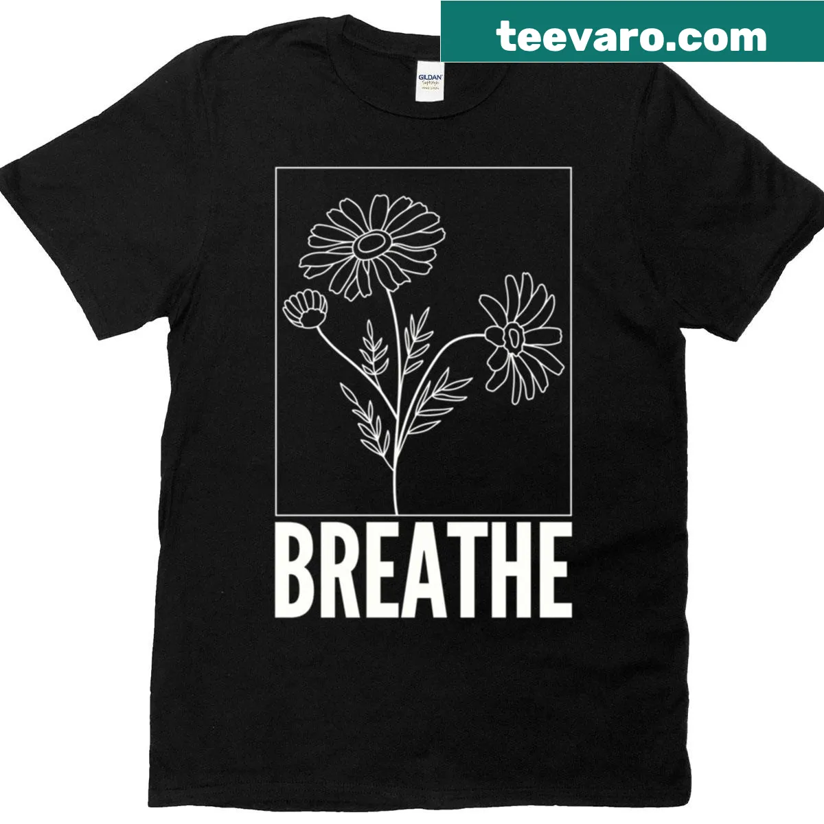 Minimalist 'Breathe' graphic T-shirt designed for streetwear style — on a men's t-shirt